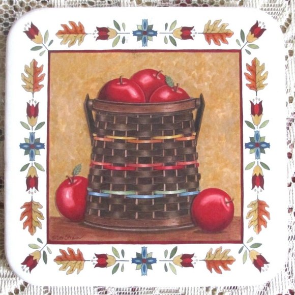 Longaberger Country Fall Apple Basket Coasters New - Picture 2 of 2